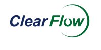 ClearFlow logo with 'Clear' in blue and 'Flow' in green, featuring a partial green circle arc to the right.